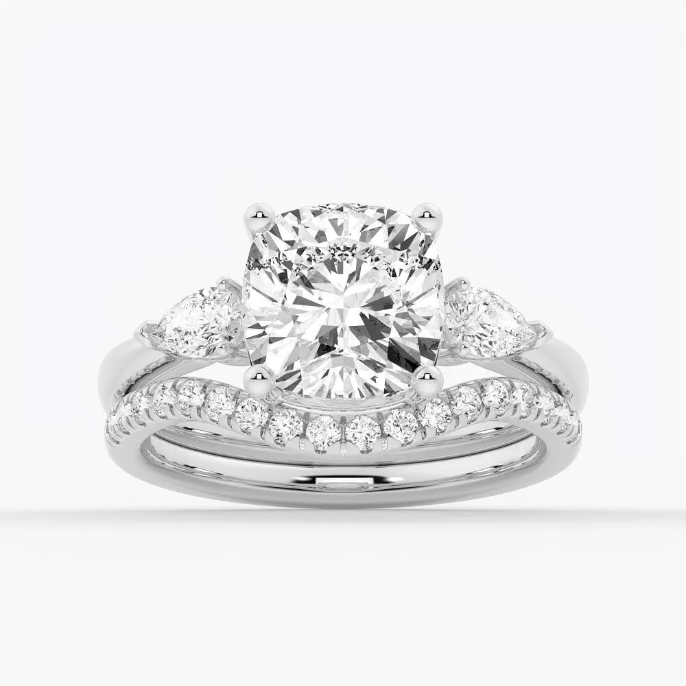 3 CT. Classic Cushion Cut Three Stone Engagement Ring