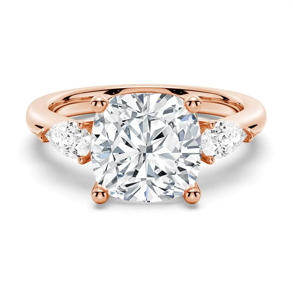 3 CT. Classic Cushion Cut Three Stone Engagement Ring