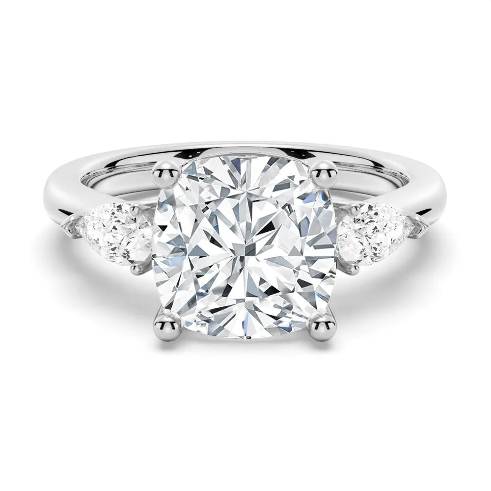 3 CT. Classic Cushion Cut Three Stone Engagement Ring