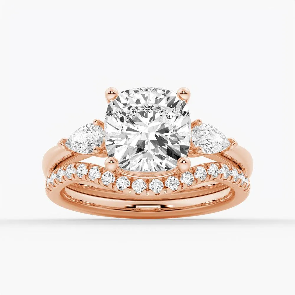 3 CT. Classic Cushion Cut Three Stone Engagement Ring