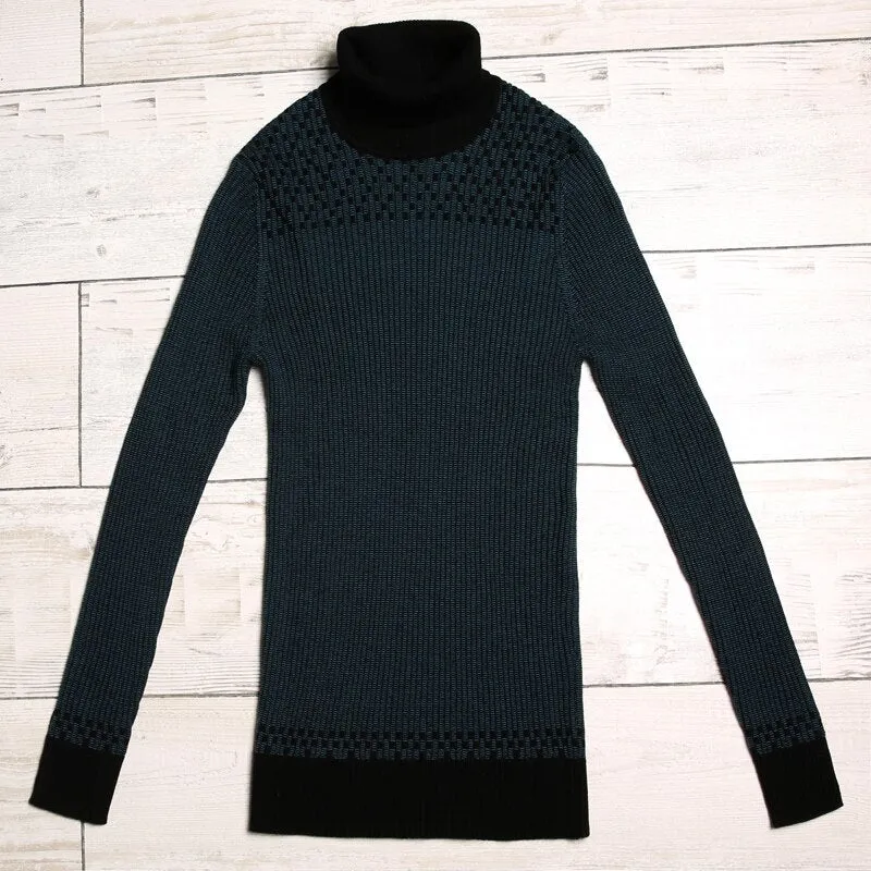 96% Wool New Fashion Brand Knit Mens Turtleneck Sweater Pullover Autum