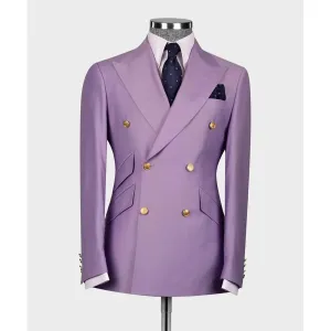 Aidase Elegant Purple Men Suits Double Breasted Peak Lapel Male Clothing Luxury Wedding Groom 2 Piece Jacket Pants Sets Full Set Terno