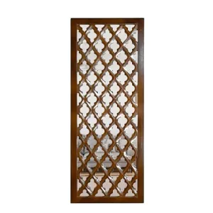 ANTIQUE HOUSE IN Wall Mirror Decor Panel Wooden Hanging Jharokha Rectangular Wall Decor Frame for Living Room, Bed Room 30 x 12 Inch, (Brown)