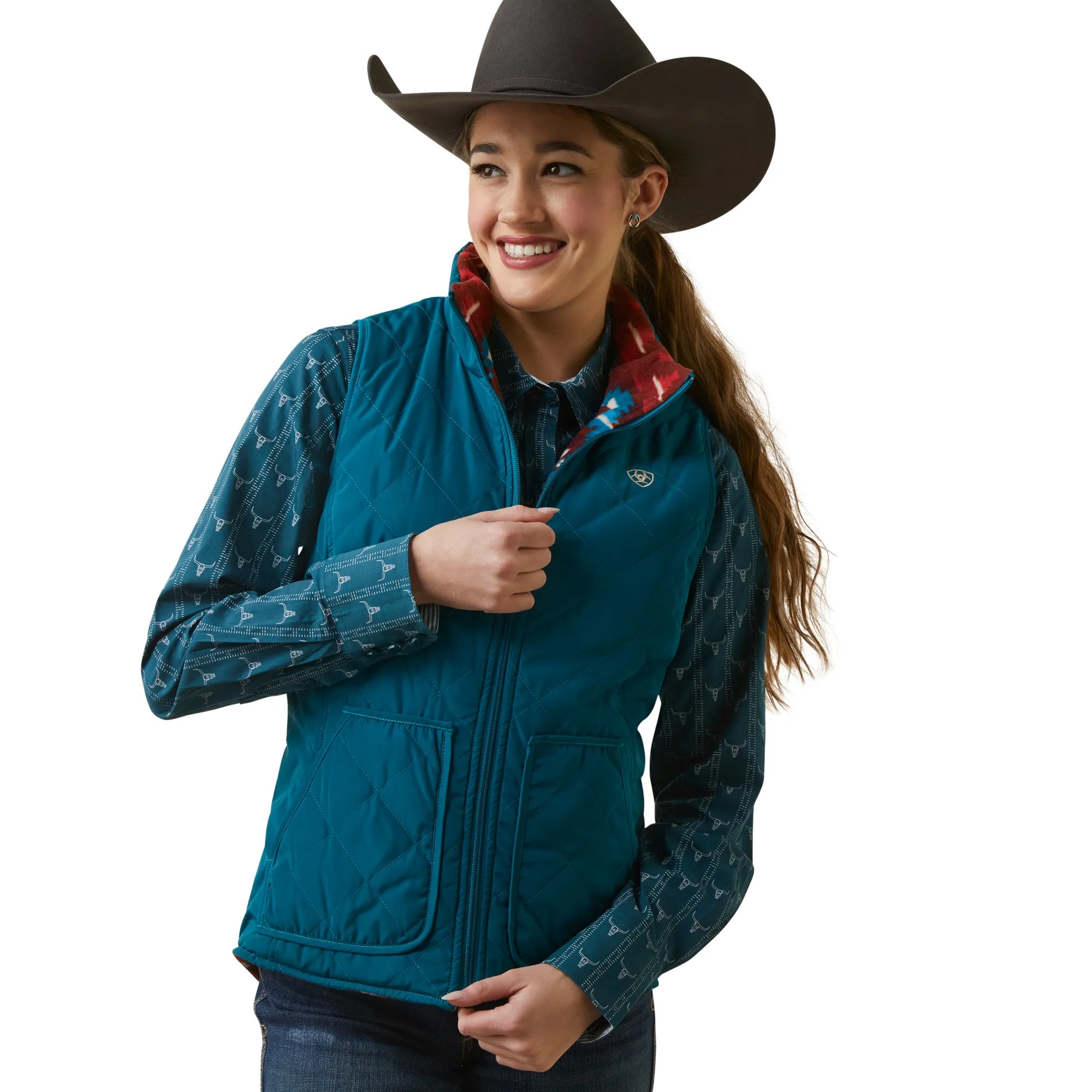 Ariat Ladies Dilon Reversible Deep Lagoon Insulated Vest 10046641