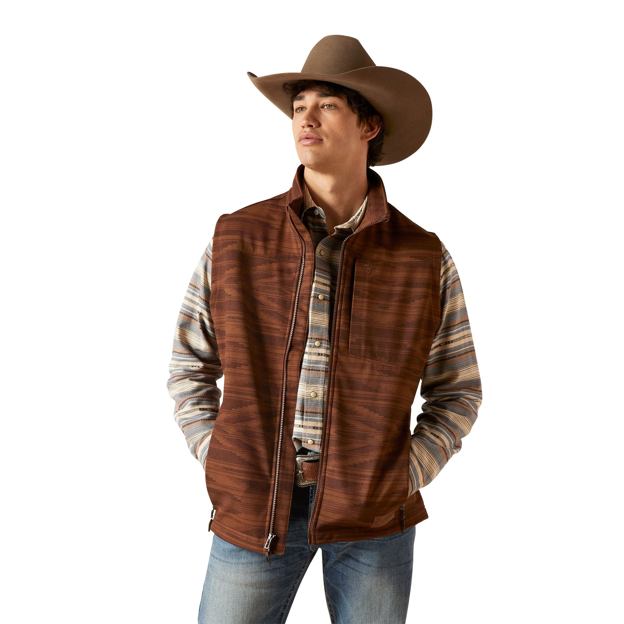 Ariat Men's Logo 2.0 Chimayo Shaved Chocolate Brown Vest 10046439