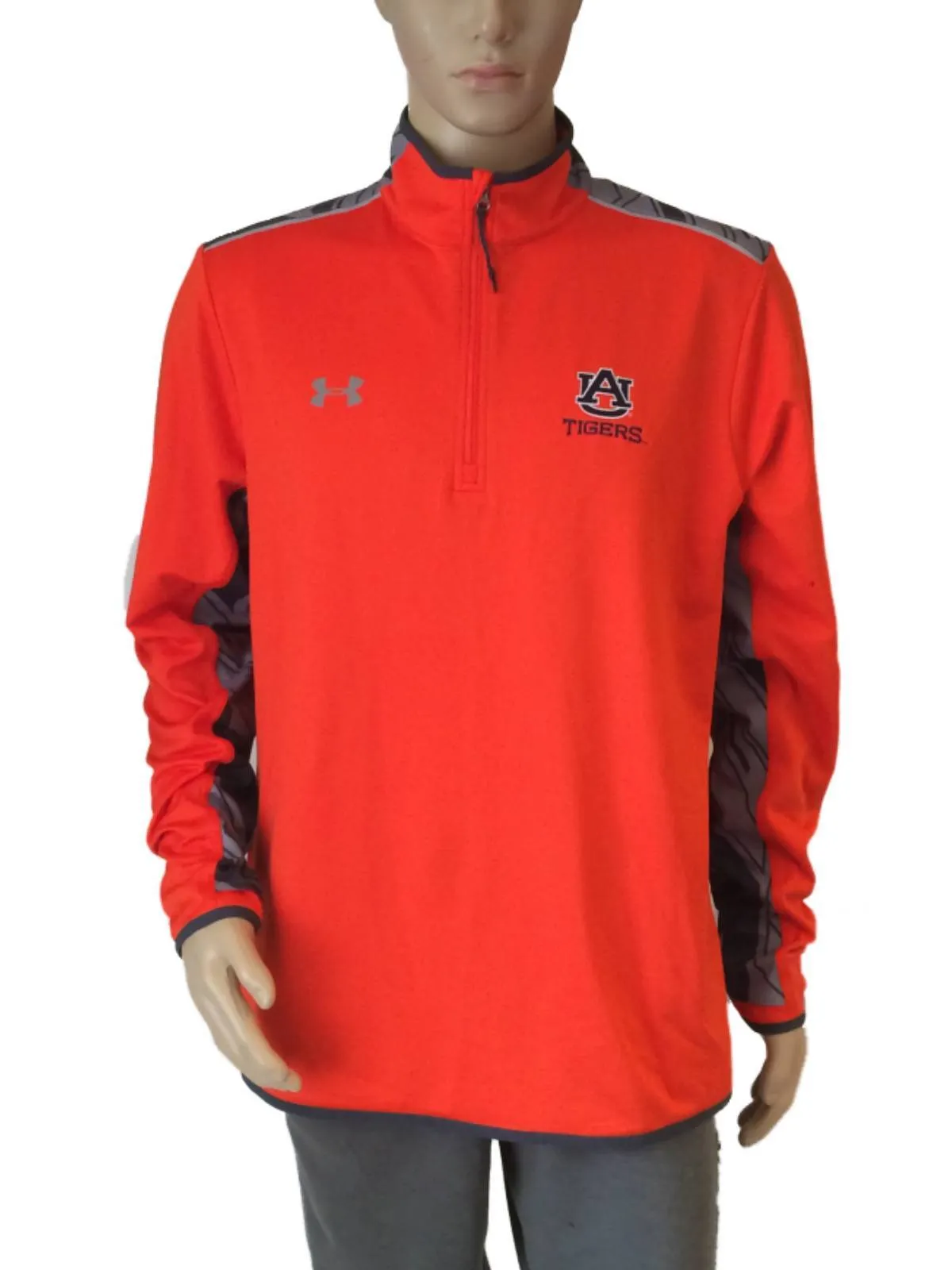 Auburn Tigers Under Armour Loose Coldgear Orange LS 1/4 Zip Pullover Jacket (L)