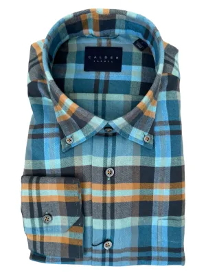 Calder Shirt Exploded Blanket Plaid Turquoise