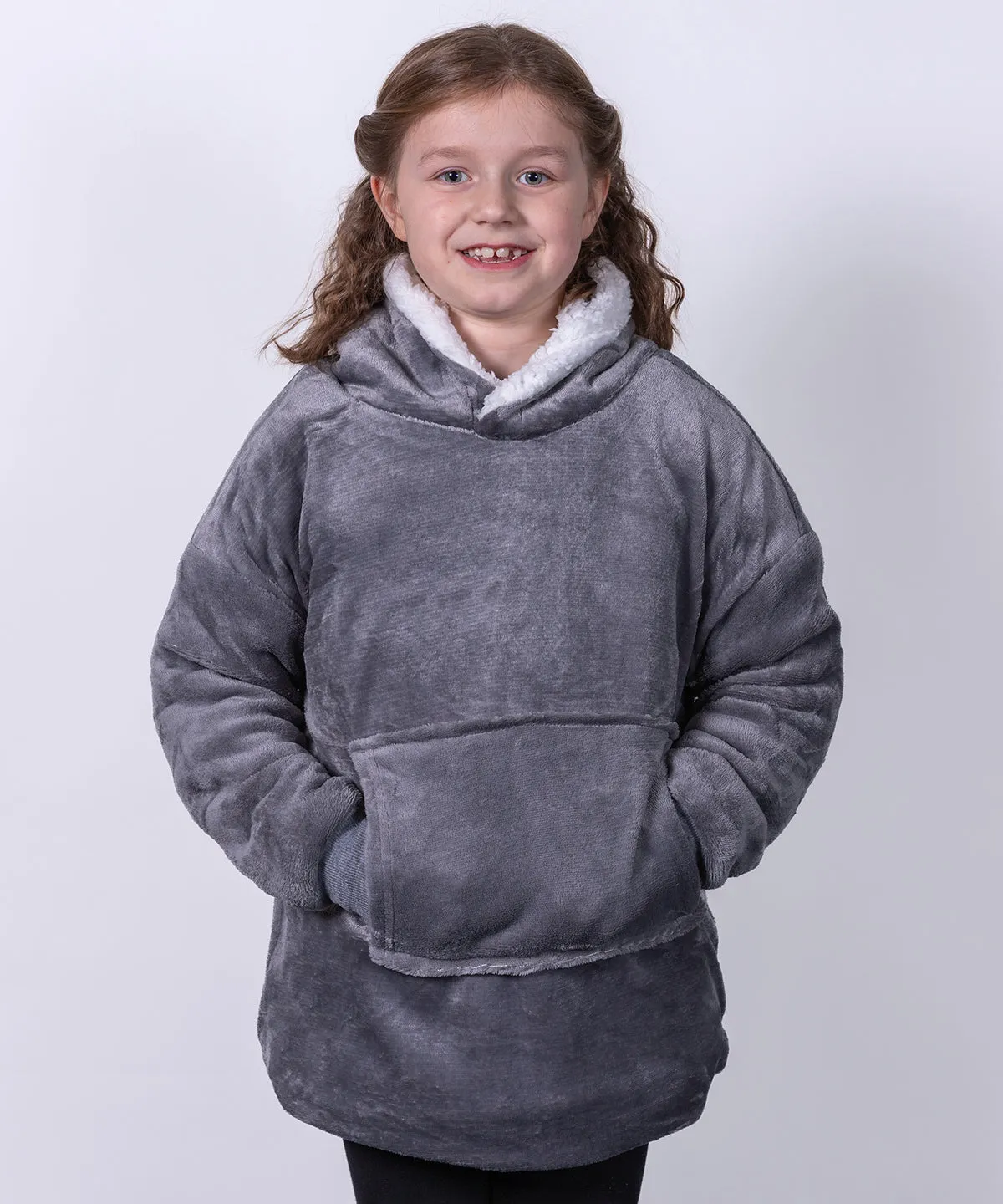 Christmas Red - The Kids Ribbon oversized cosy reversible sherpa hoodie