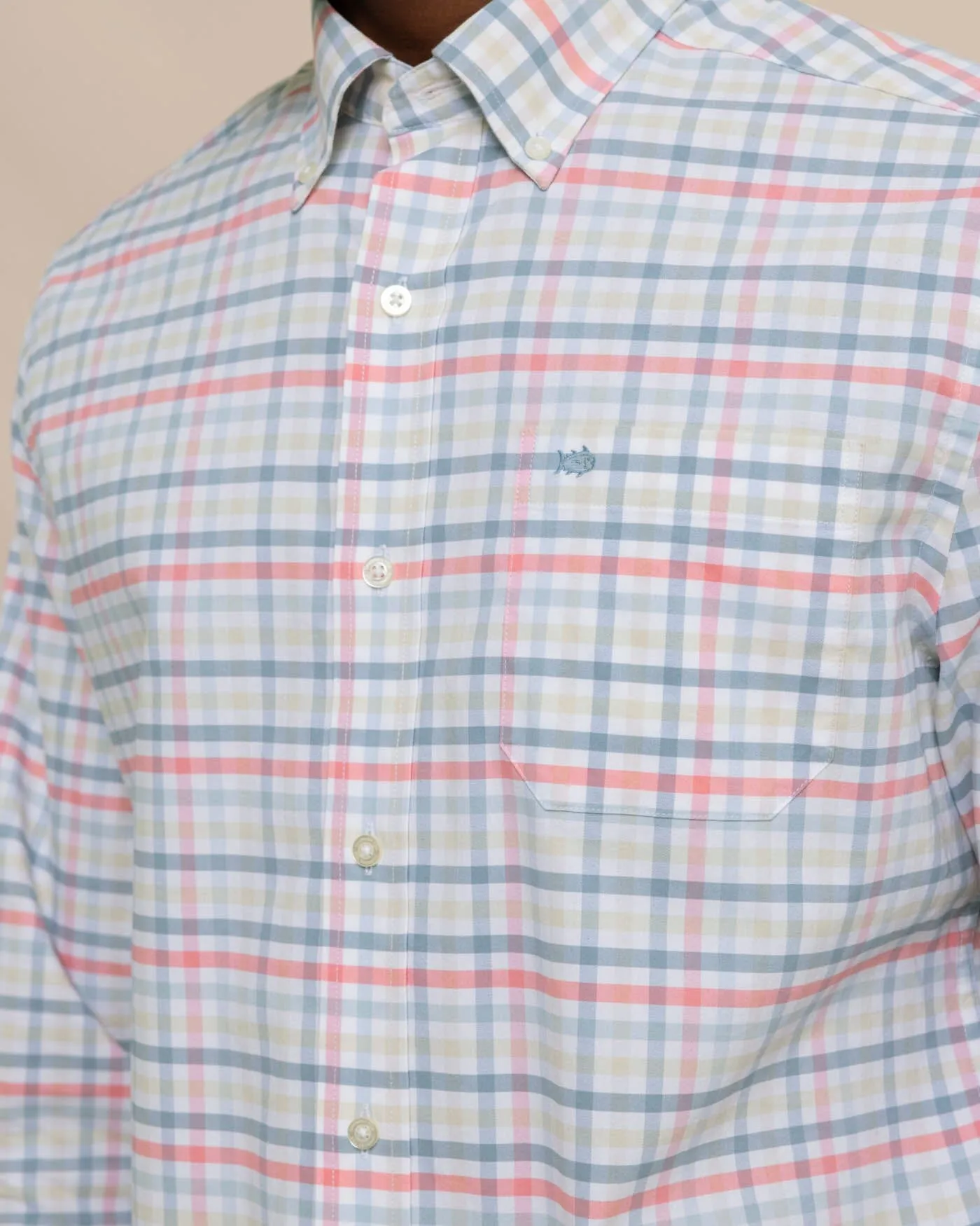 Coastal Passage Pelham Gingham Long Sleeve Sport Shirt