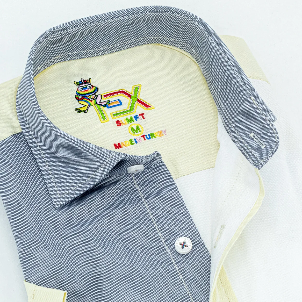 Color Block Oxford FROG Short Sleeve Button Down Shirt - San Juan