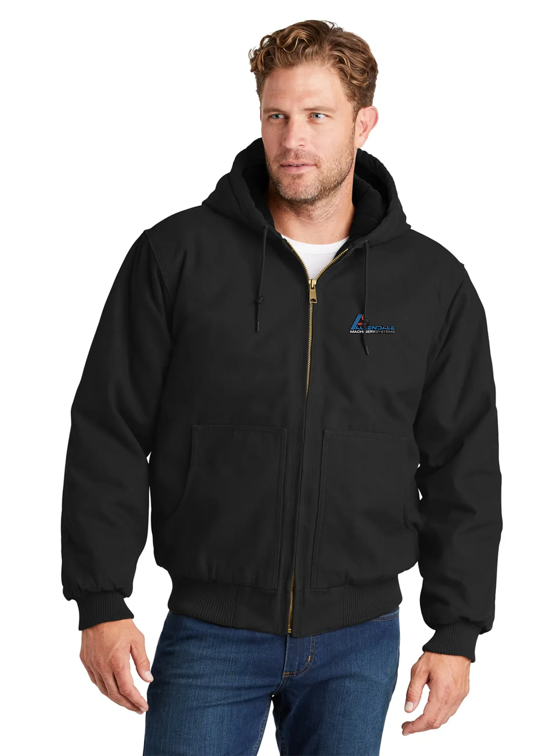 CornerStone Washed Duck Insulated Hooded Jacket, Black [Allendale Machinery Systems]