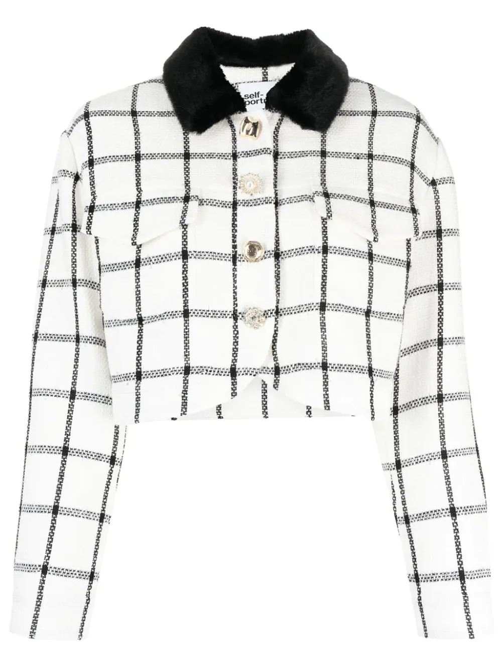 Cream Check Boxy Jacket