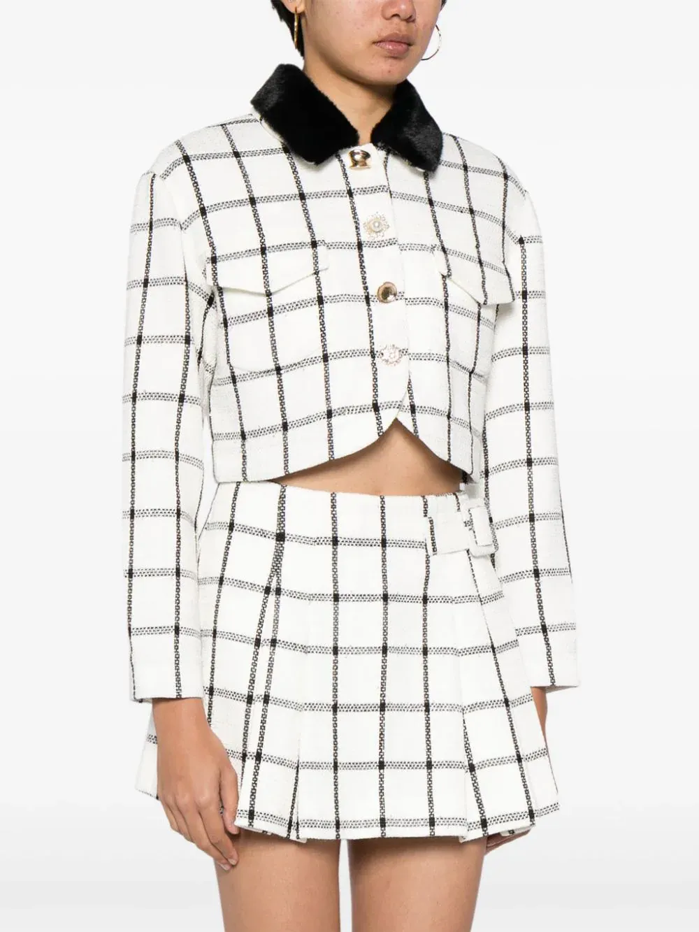 Cream Check Boxy Jacket