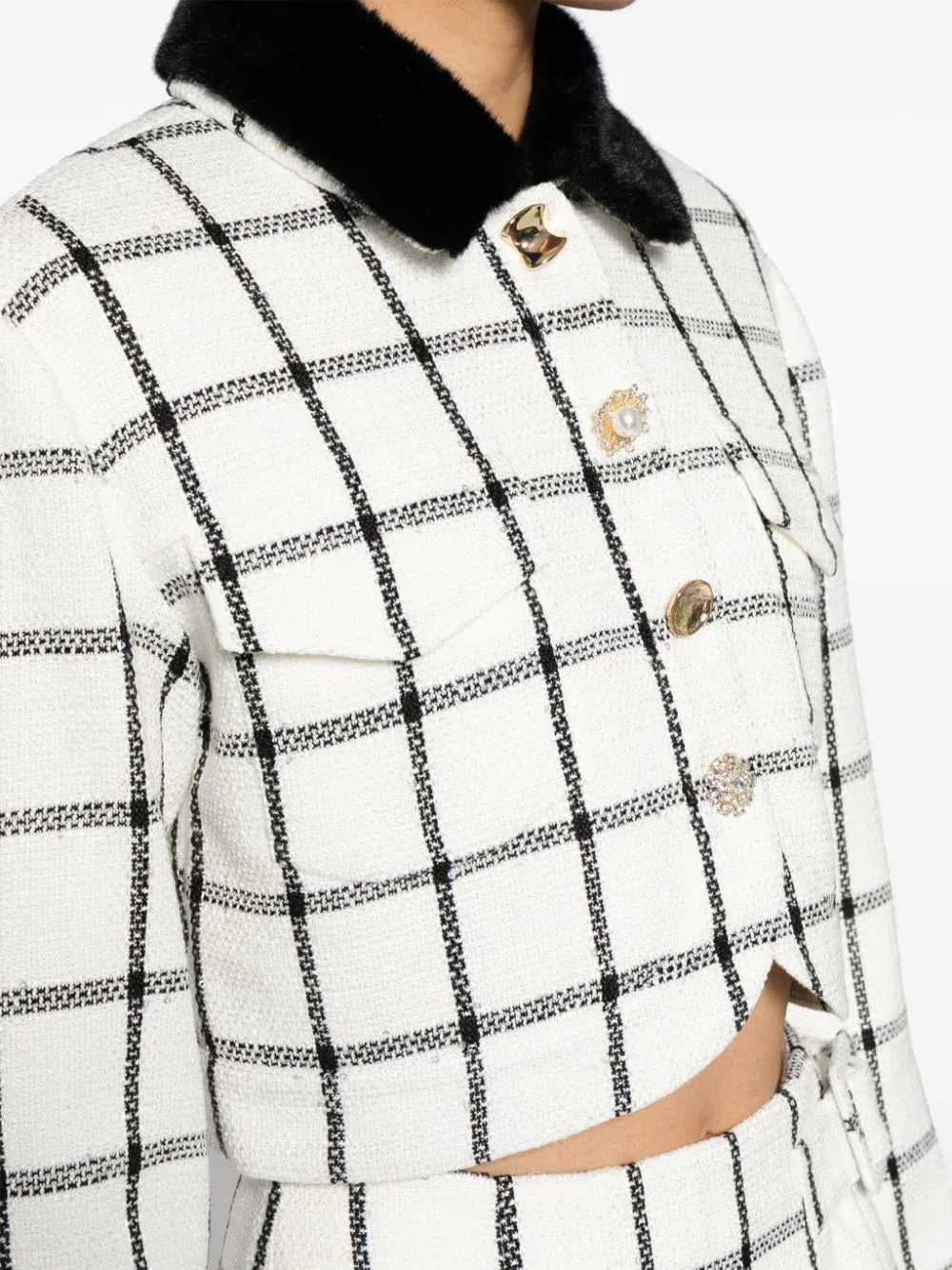 Cream Check Boxy Jacket