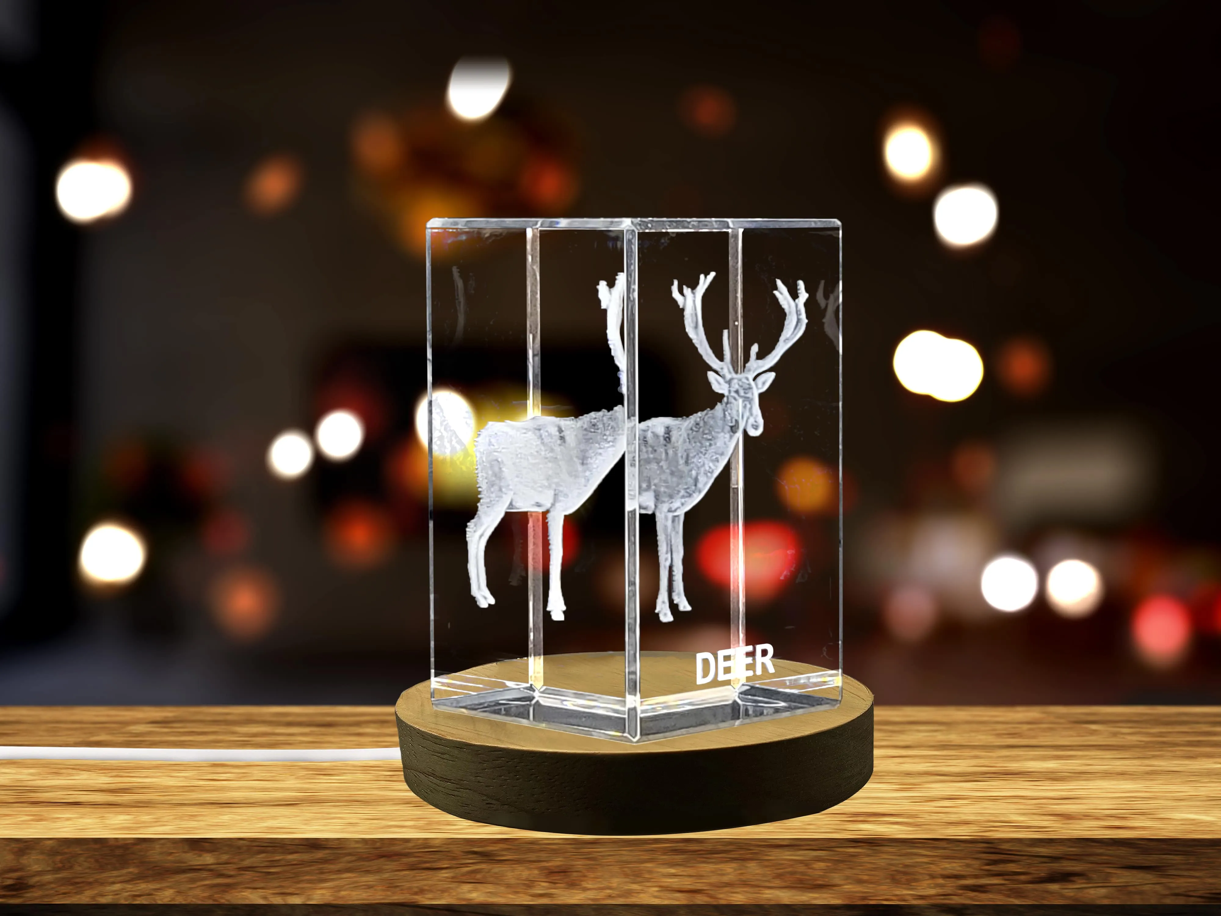 Elegant 3D Engraved Crystal of a Graceful Deer - Perfect for Wildlife Enthusiasts and Nature Lovers