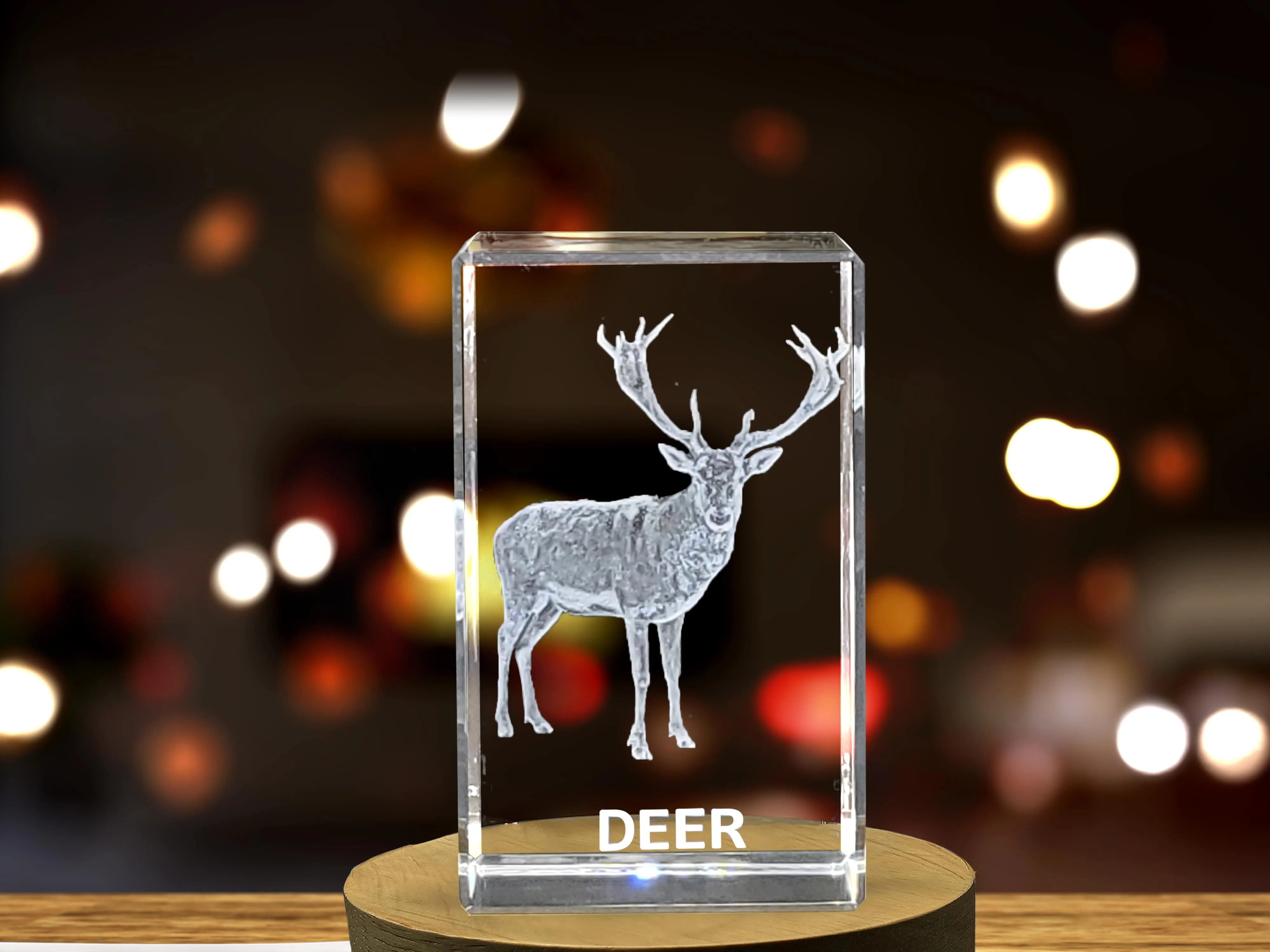 Elegant 3D Engraved Crystal of a Graceful Deer - Perfect for Wildlife Enthusiasts and Nature Lovers