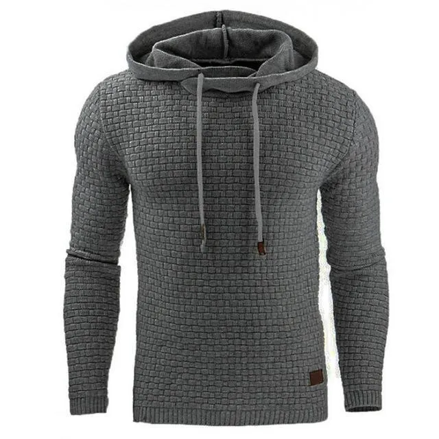 European and American Men's Jacquard Sweater Long-sleeved Hoodie Warm Color Hooded Sweatshirt Jacket