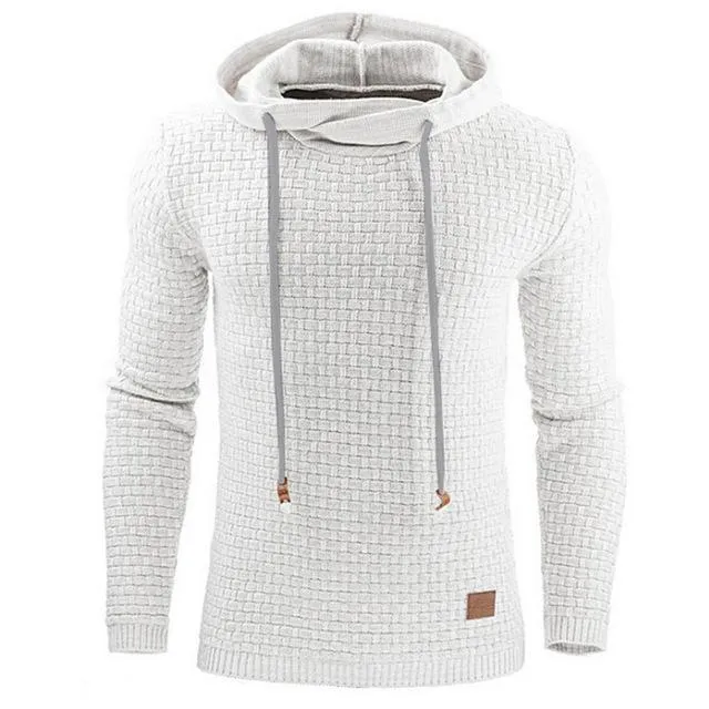 European and American Men's Jacquard Sweater Long-sleeved Hoodie Warm Color Hooded Sweatshirt Jacket