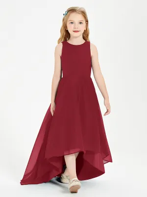 Exquisite Asymmetrical Junior Bridesmaid Dresses Scoop Neck Burgundy