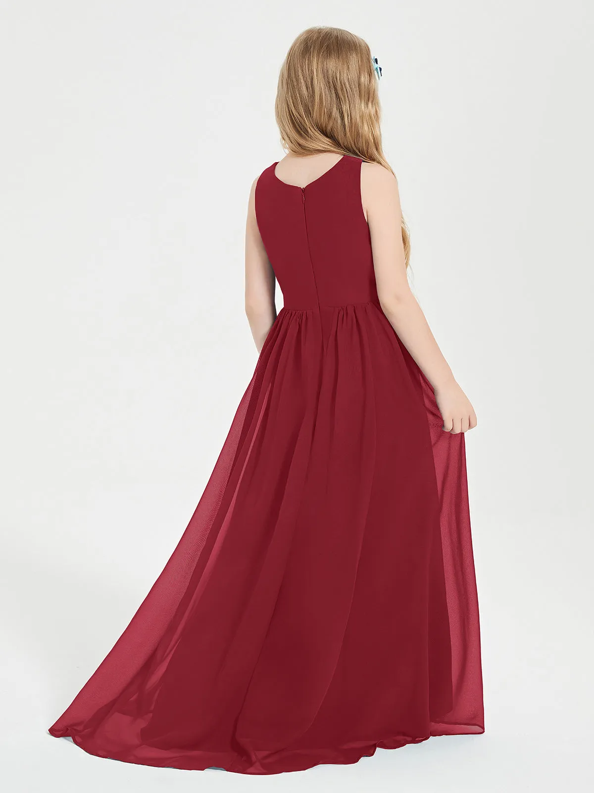 Exquisite Asymmetrical Junior Bridesmaid Dresses Scoop Neck Burgundy