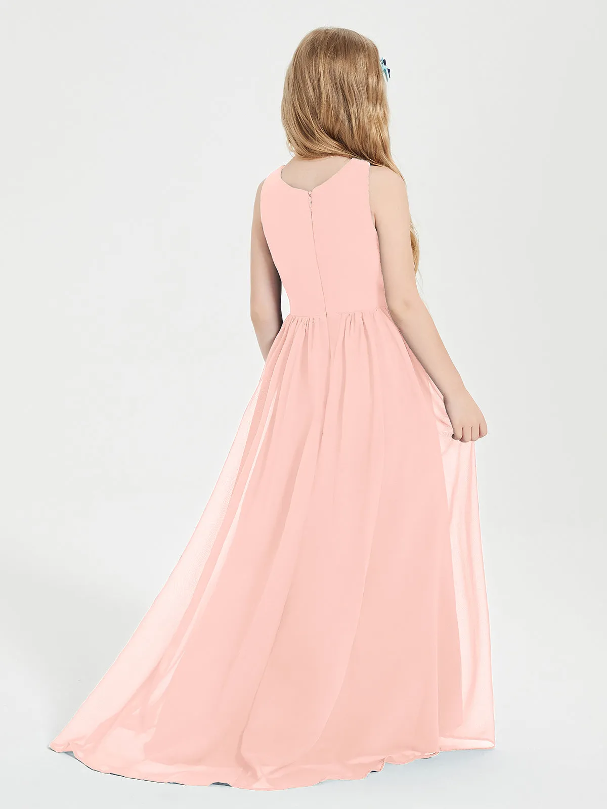 Exquisite Asymmetrical Junior Bridesmaid Dresses Scoop Neck Coral