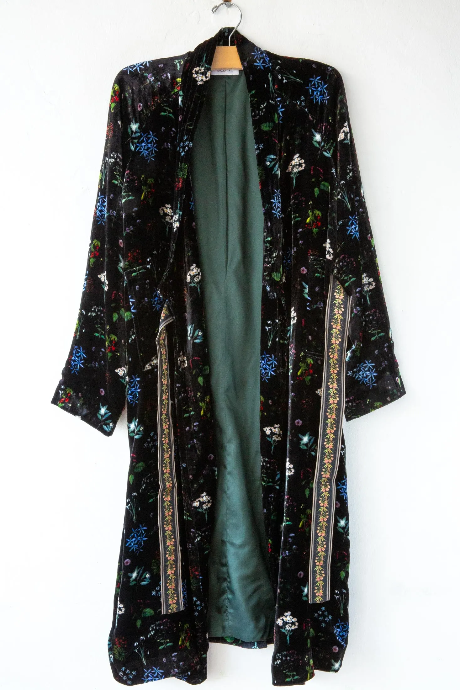 Floral Velvet Sash Coat