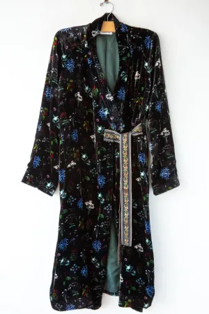 Floral Velvet Sash Coat