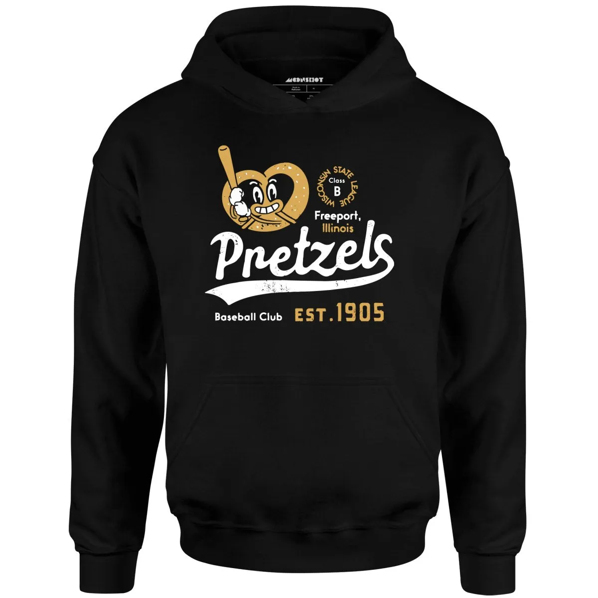 Freeport Pretzels - Illinois - Vintage Defunct Baseball Teams - Unisex Hoodie