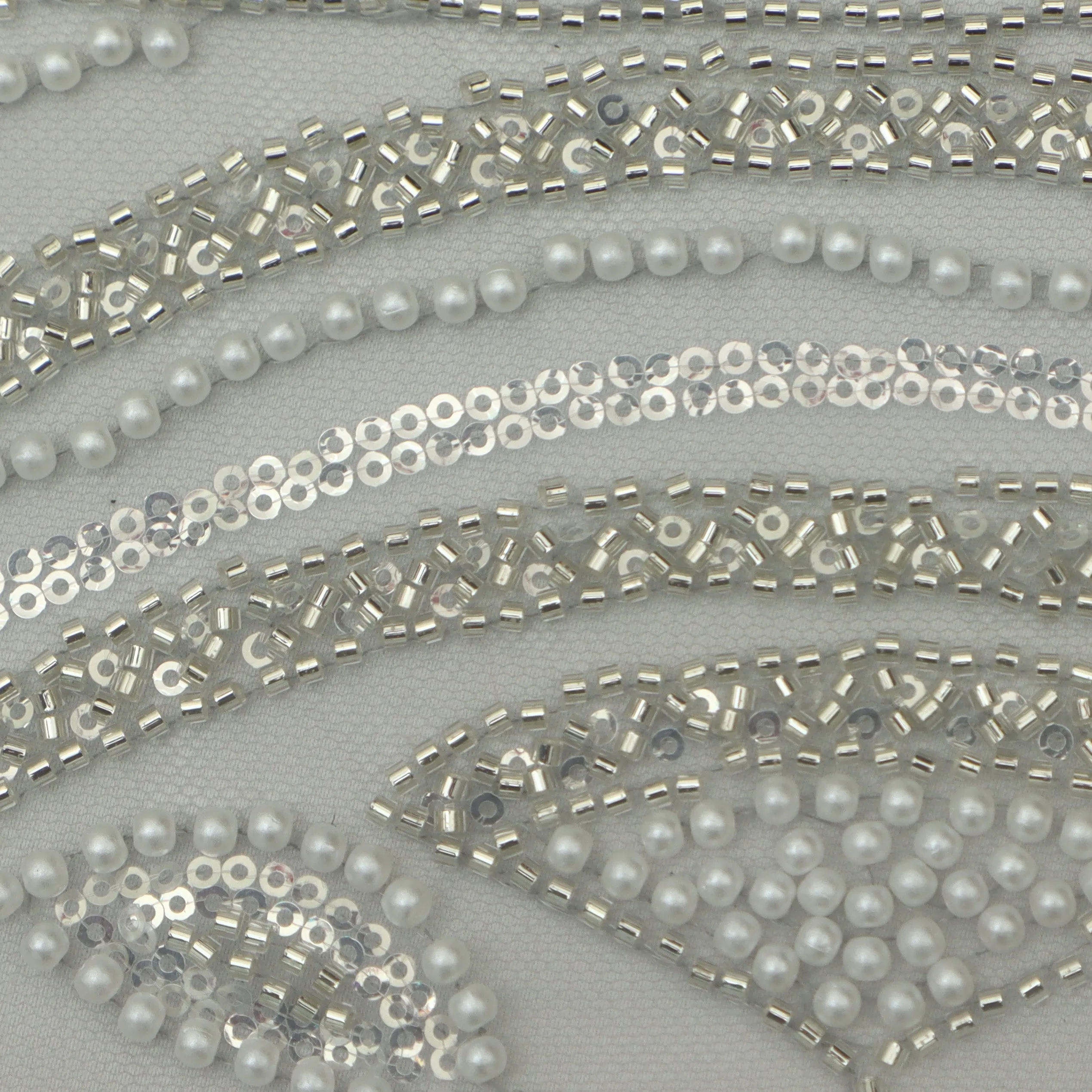 Grey Color Net Sequince Embroidery Fabric