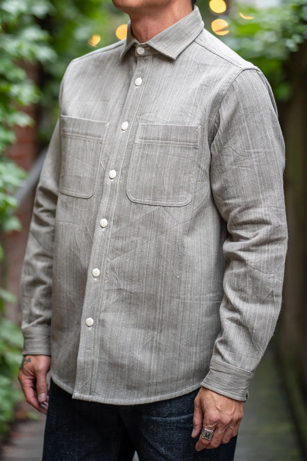 Indi   Ash Ames Workshirt - Iron Grey Handwoven Denim