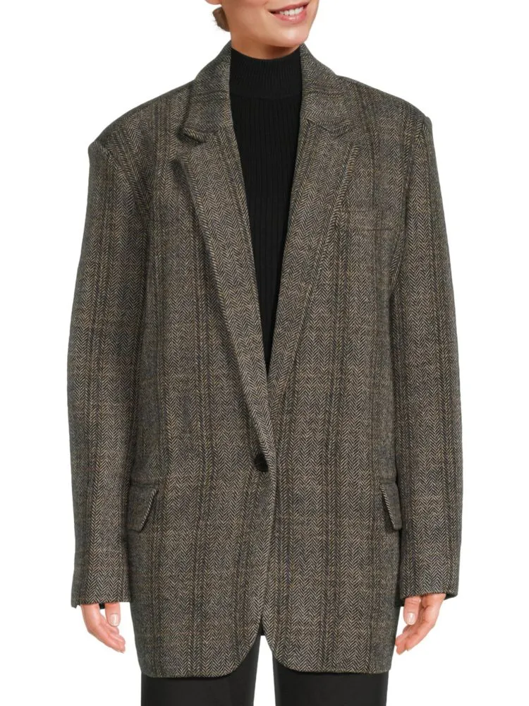 Isabel Marant Étoile Wool Herringbone Boyfriend Blazer, Beige