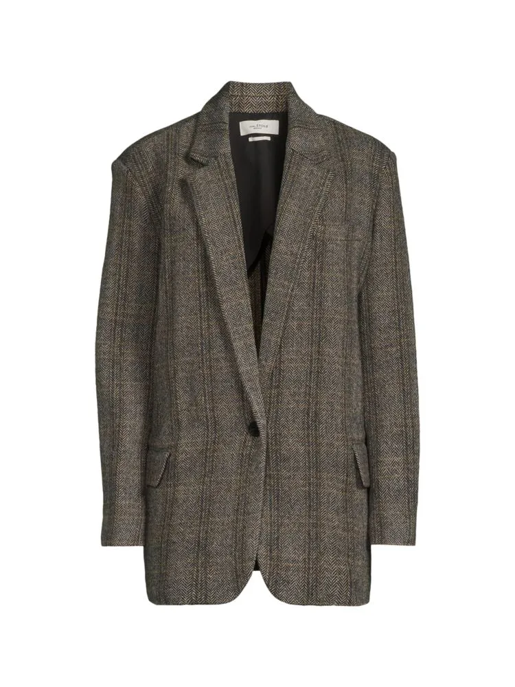 Isabel Marant Étoile Wool Herringbone Boyfriend Blazer, Beige