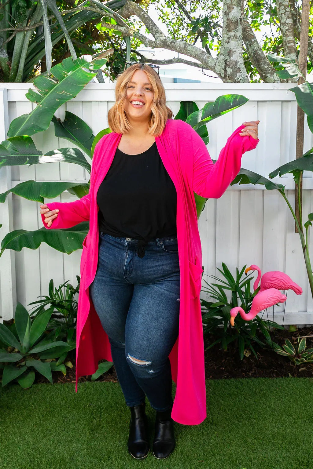 Jane Cardigan in Hot Pink