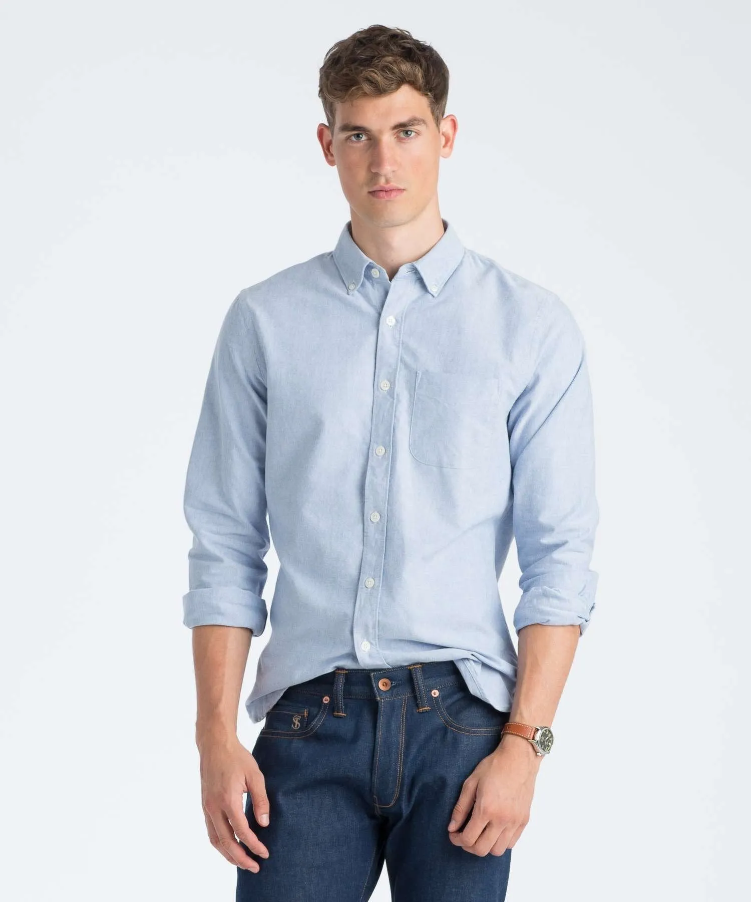 Japanese Selvedge Oxford Button Down Shirt in Blue