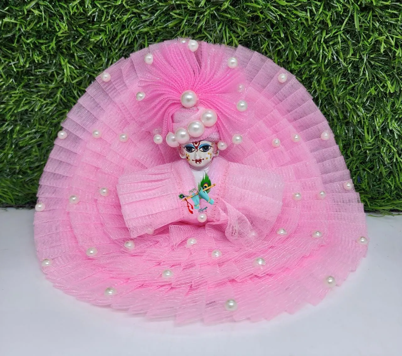 laddu gopal netfrill dresses with pagdi