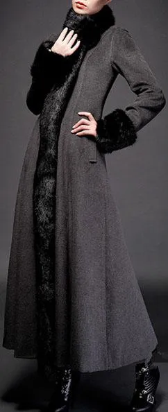 *Limited Stock* Long Faux-Fur-Trimmed Coat