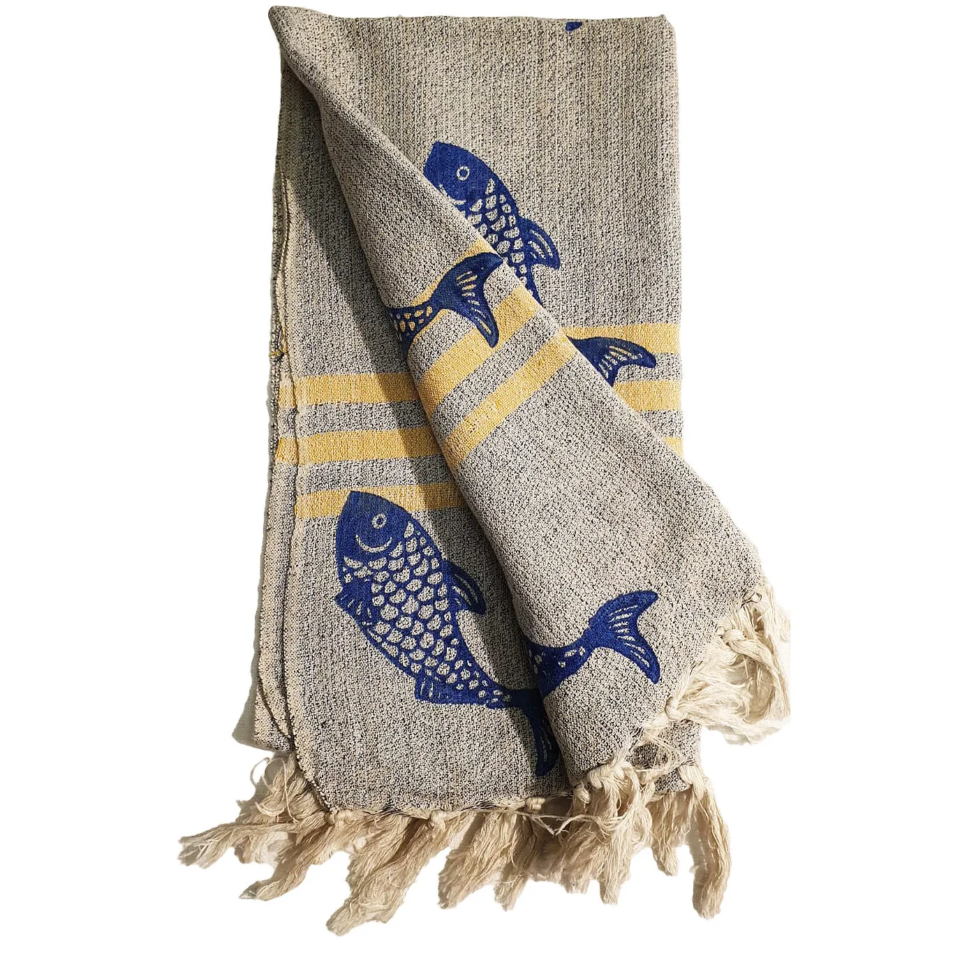 Linen Turkish Towel Pestemal Fish Pattern