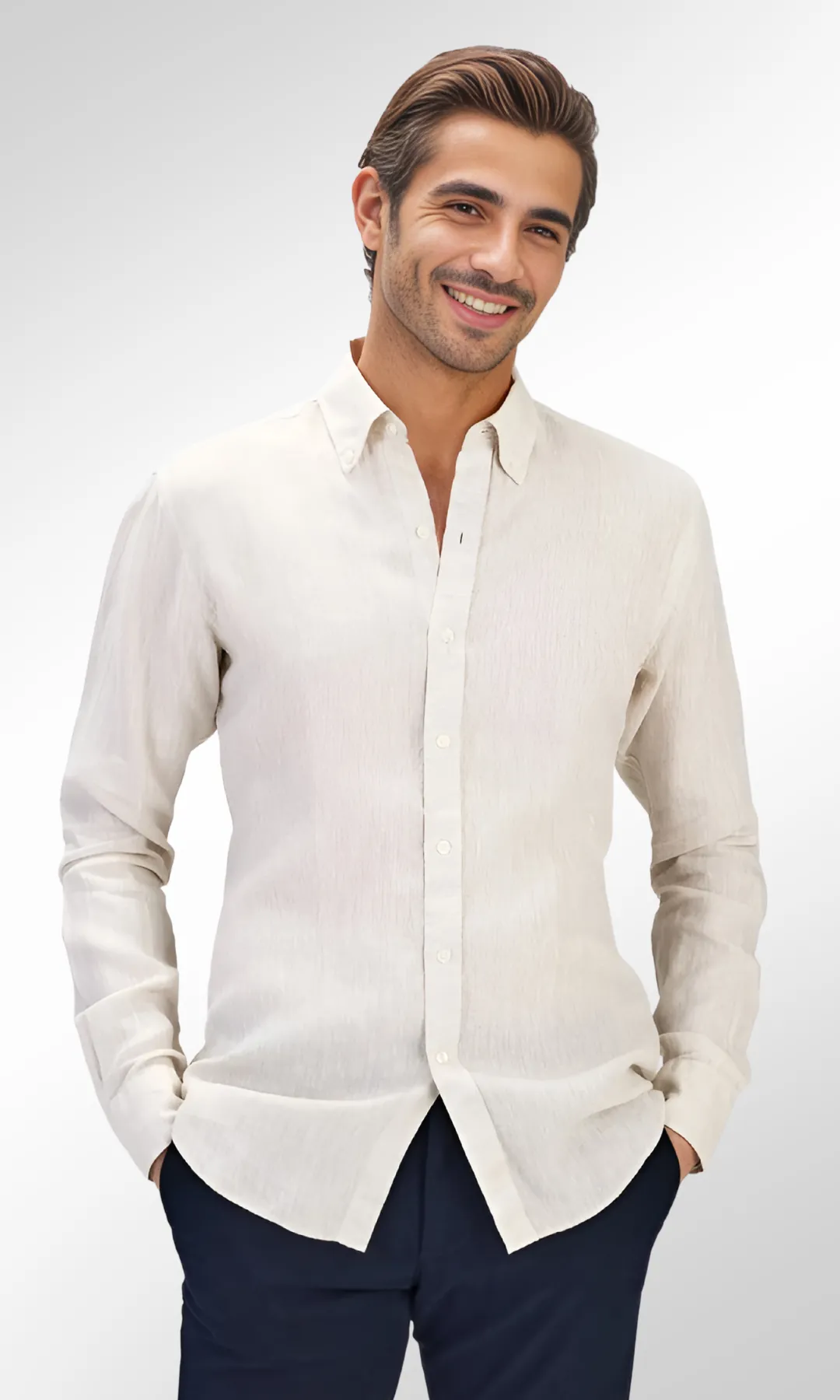 Men Plain linen shirt (Beige)