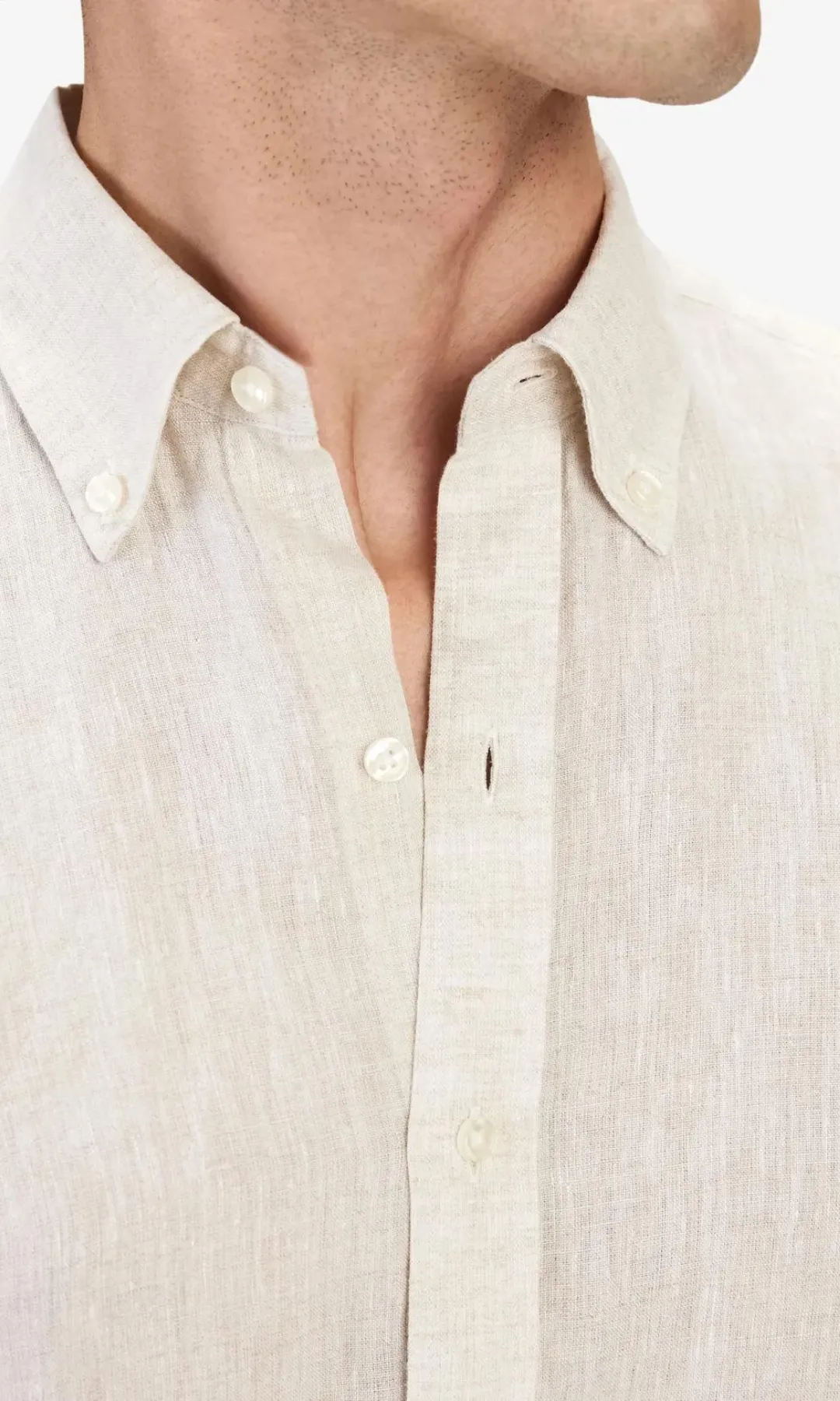 Men Plain linen shirt (Beige)