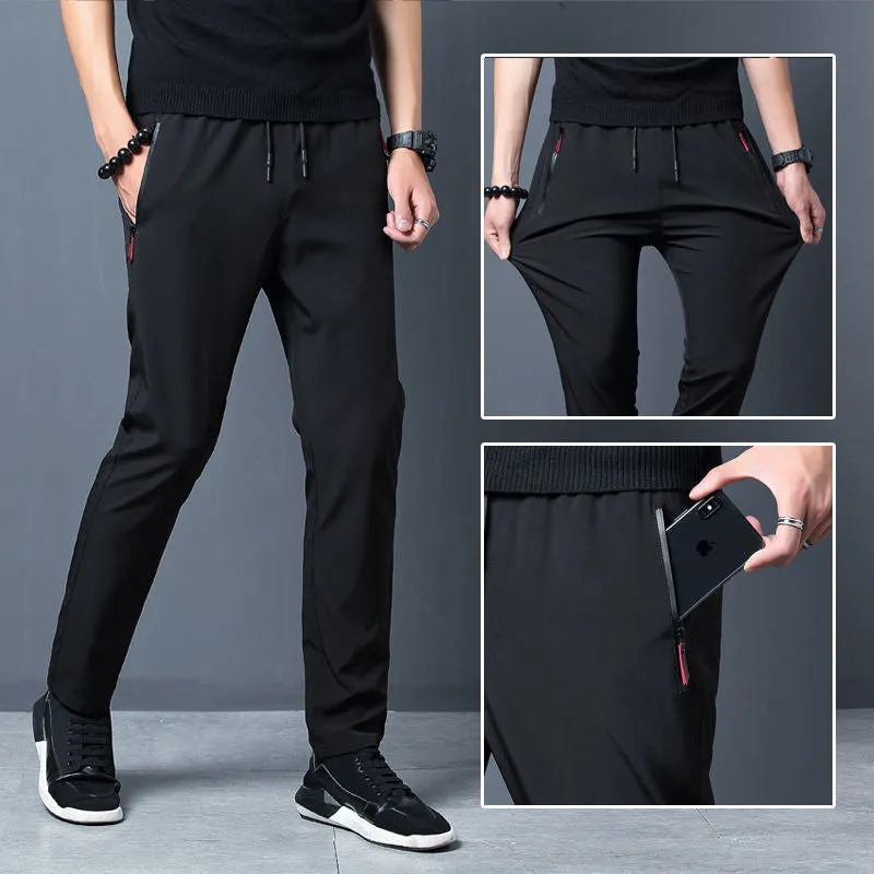 Men's quick-dry ice silk zippered pants