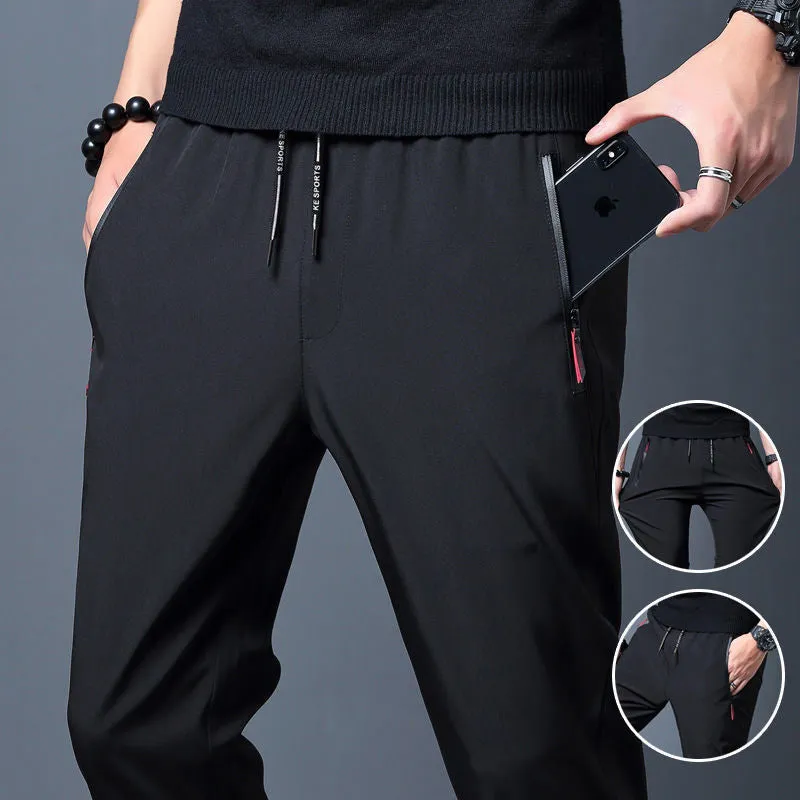 Men's quick-dry ice silk zippered pants