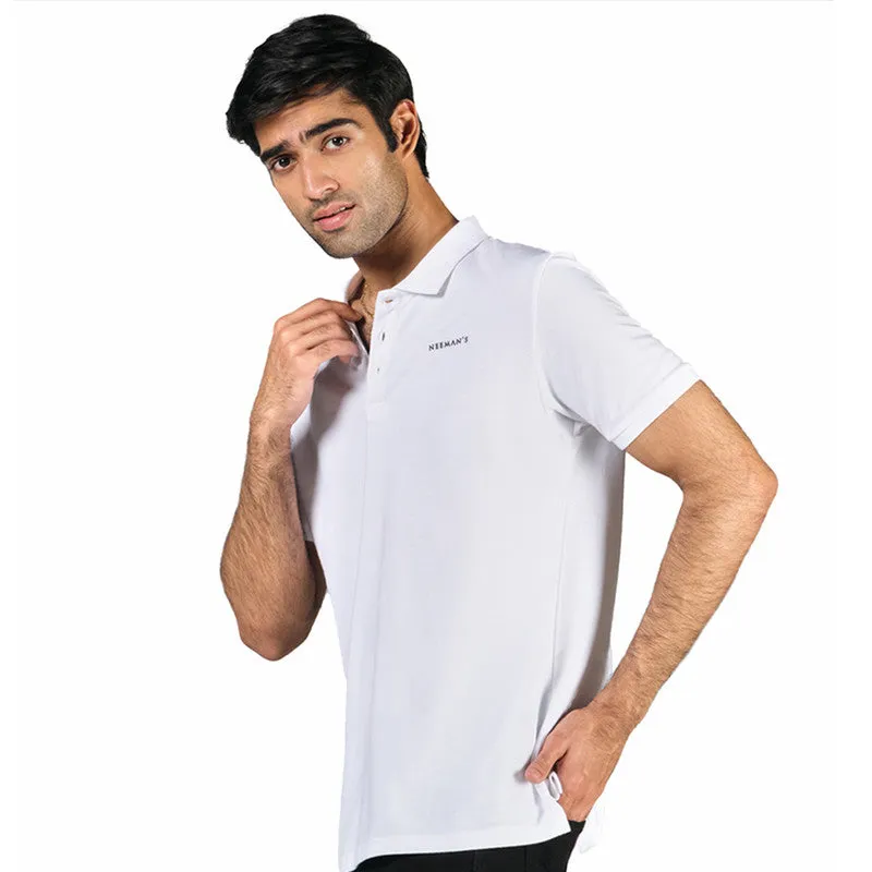 Neeman's White Polo T-Shirt for Men | Organic Cotton