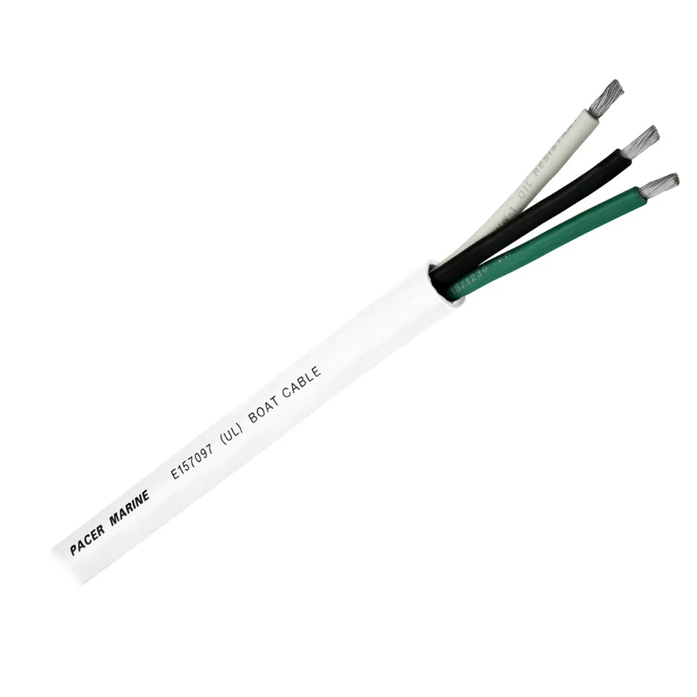 Pacer Round 3 Conductor Cable - 500' - 10/3 AWG - Black, Green & White