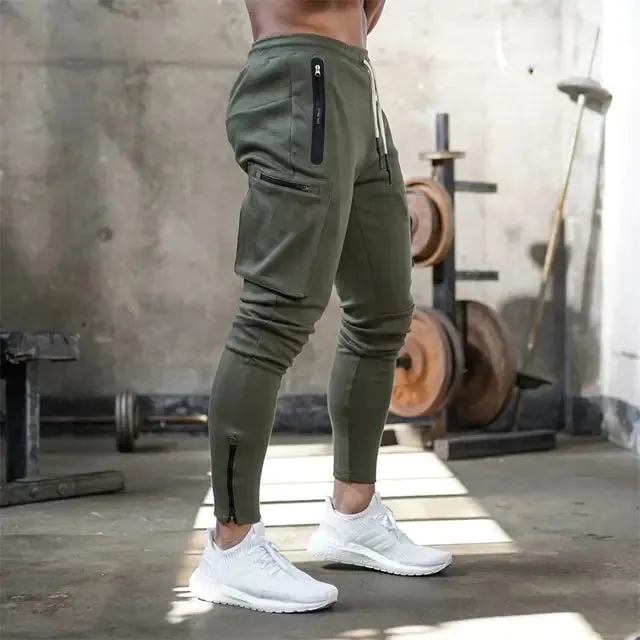 Sports Pants Multi-pocket Zipper Men^