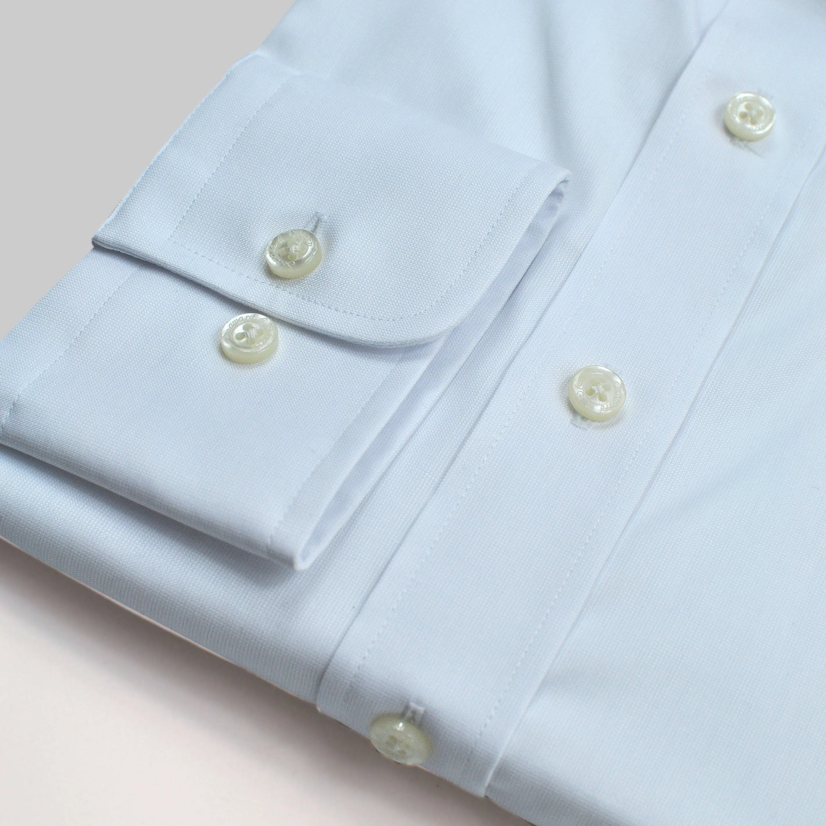 Spread Collar Cotton 'end on end' Shirt in White