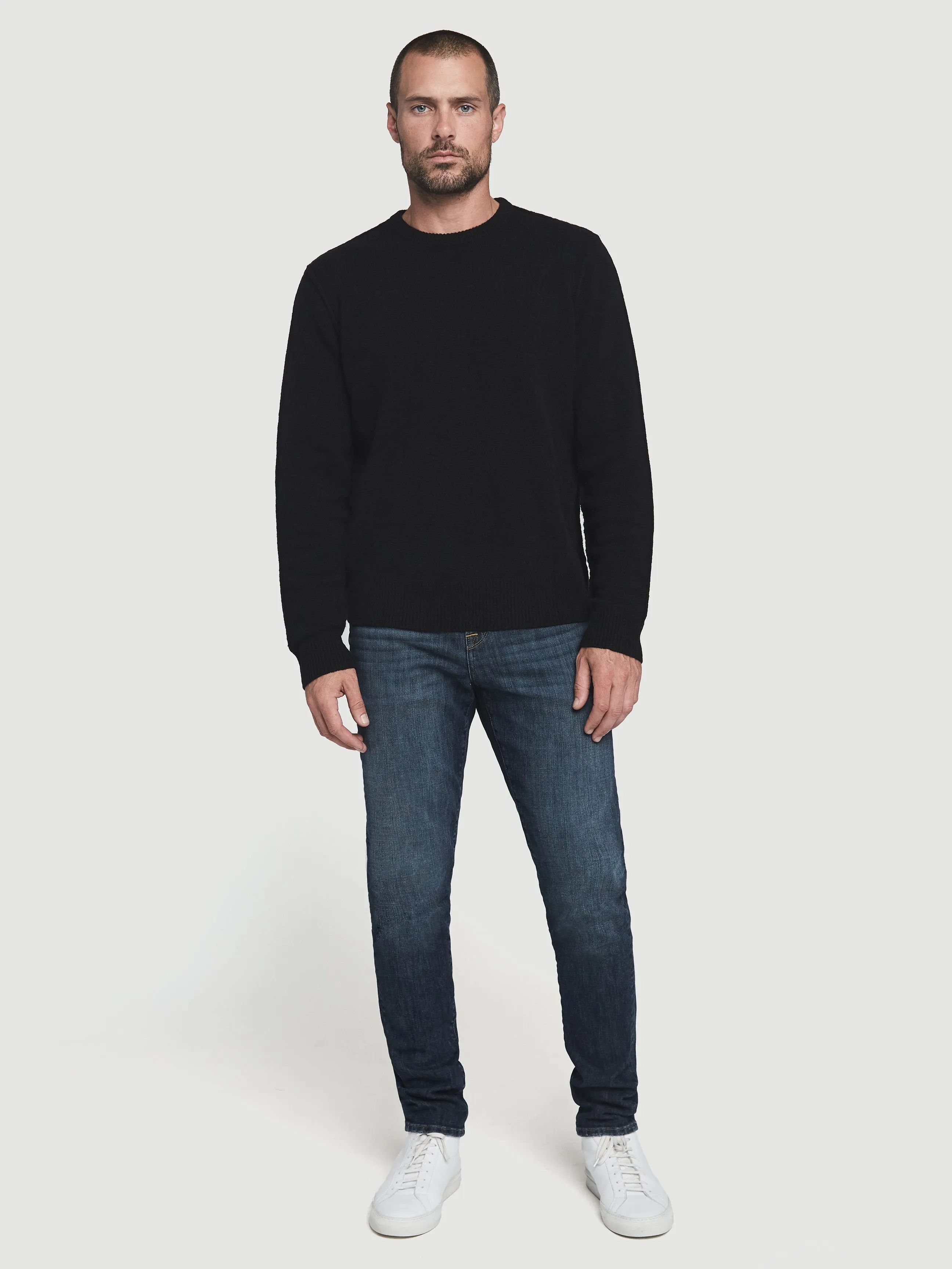 Sustainable Cashmere Seamed Crew -- Noir