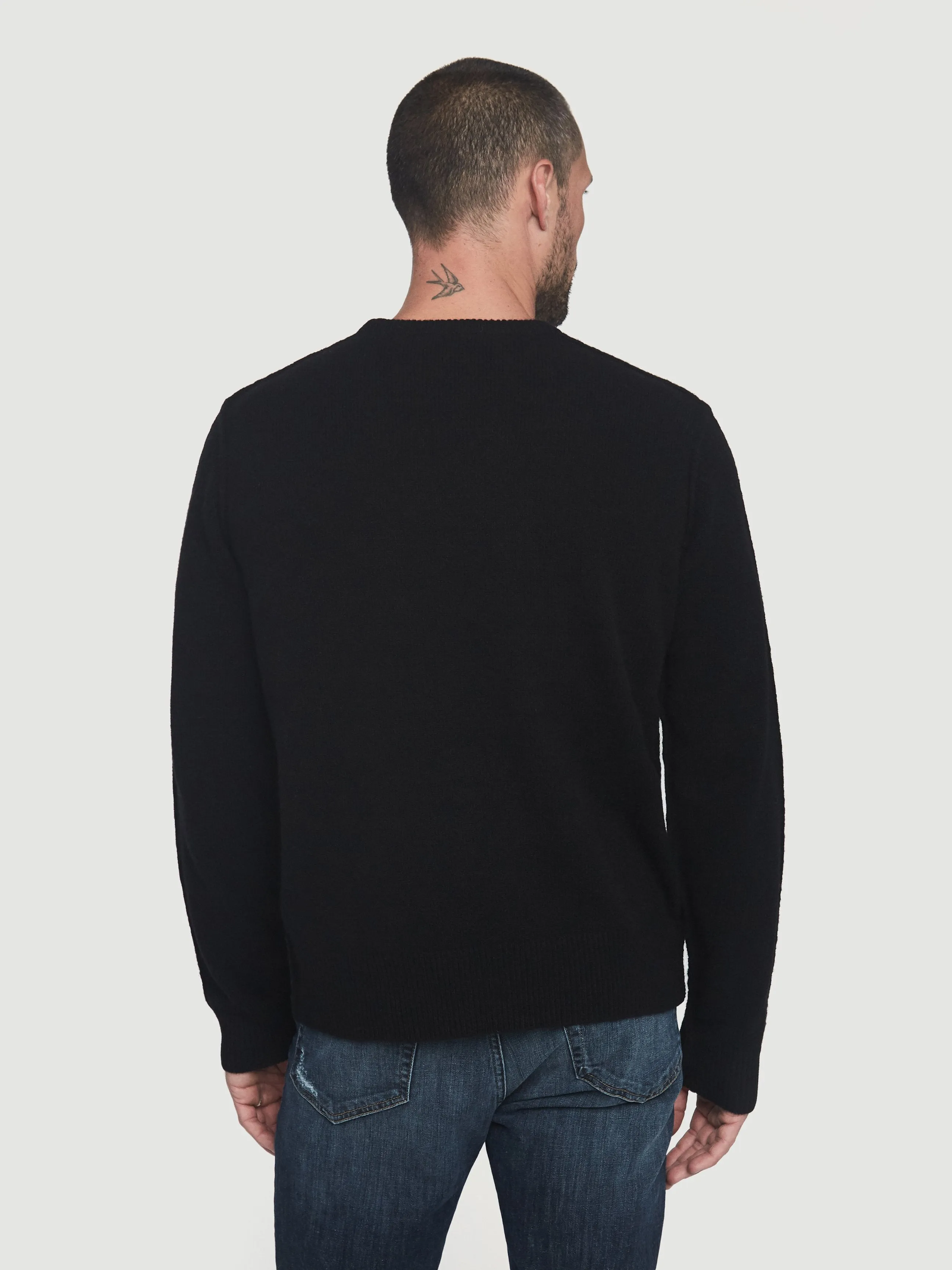 Sustainable Cashmere Seamed Crew -- Noir