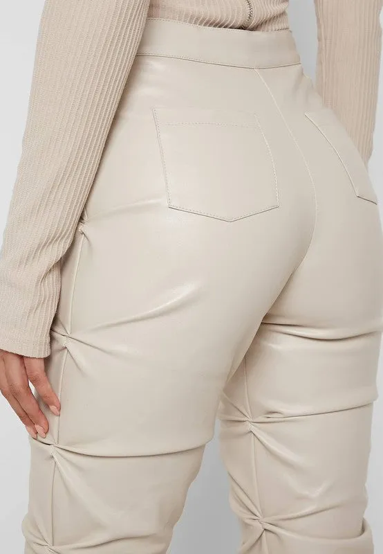 TEEK - Cream Zip Front Folds Pants