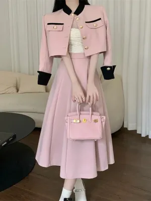 Territory High Quality Small Fragrance Two Piece Set Women Short Jacket Coat   Long Skirt Suits Korean Elegant Fashion OL 2 Piece Sets