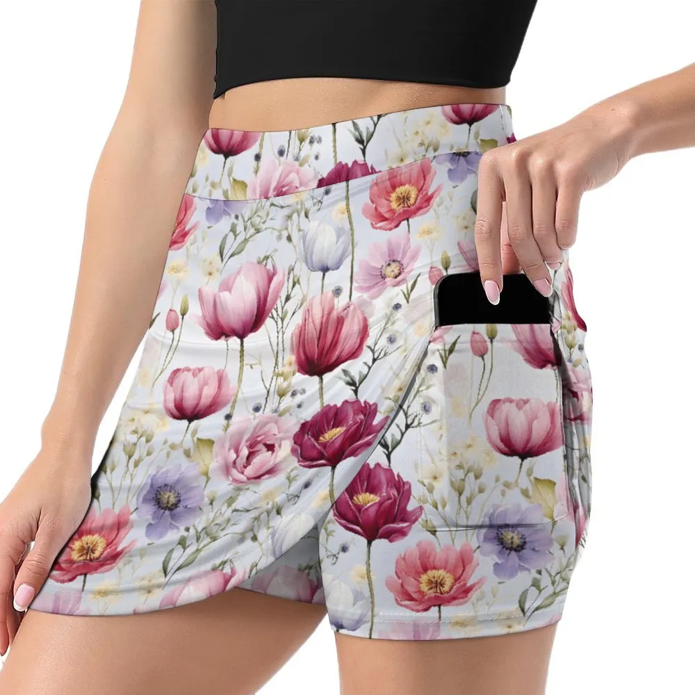 Wildflowers A-Line Skirt with Pocket Light proof trouser skirt